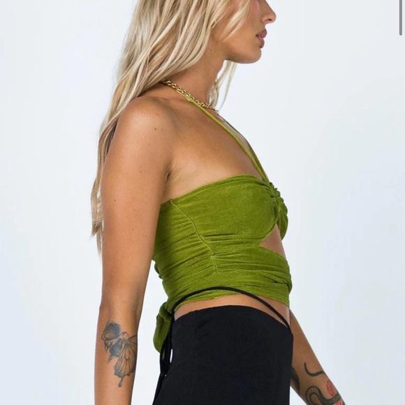 PRINCESS POLLY Loriella Ring Detail Crop Top Color Green Party Size US 2 XS - Picture 9 of 13
